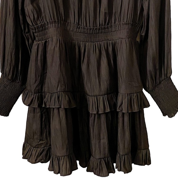 Do + Be Small Pullover Keyhole Closure Smock Waist Ruffles Long Sleeves Dress - Picture 4 of 6